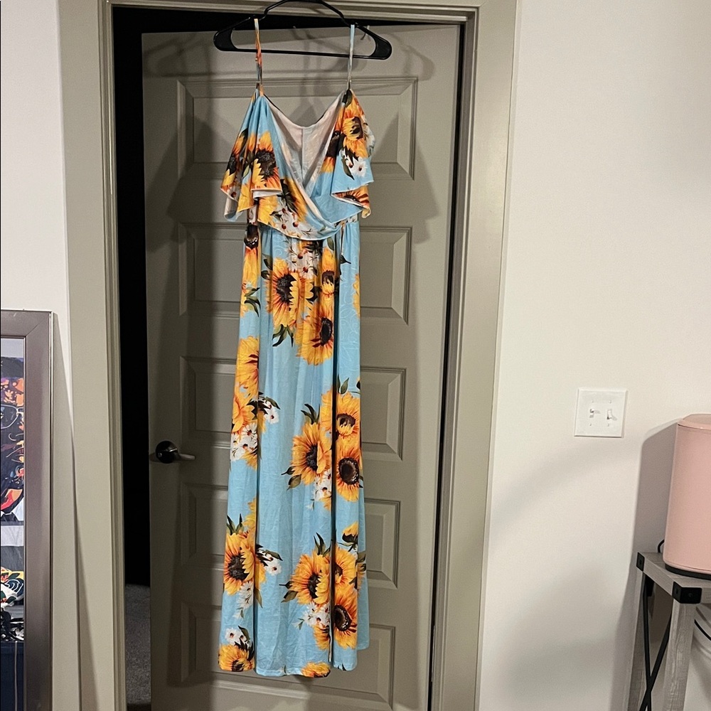 Floral Maxi Dress with Sunflower Print plus size 1x